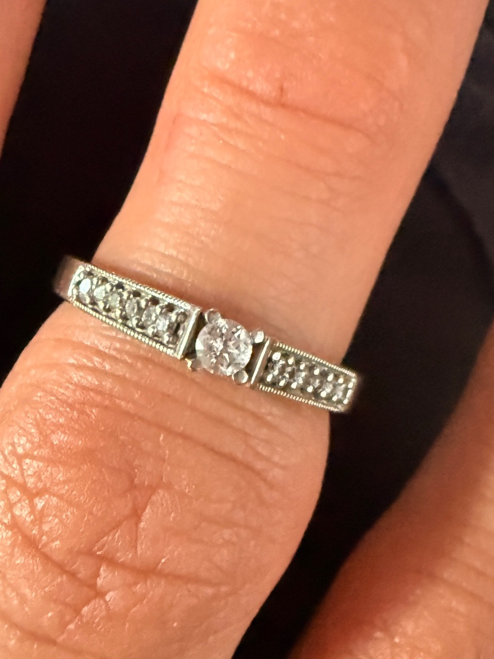 Vintage 10kt White Gold Diamond Ring Sz7